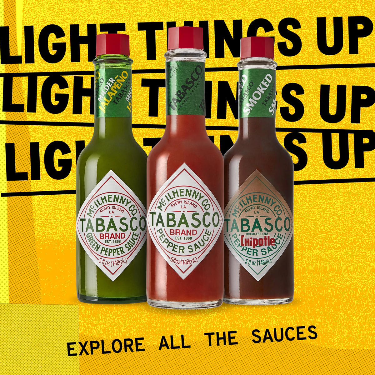 TABASCO Habanero sauce 64oz kitchen counter image signals Caribbean heat and bold flavor.