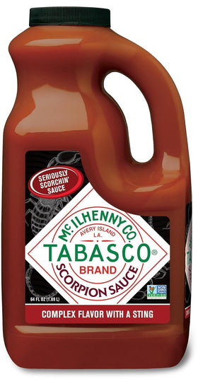 Bulk bottle of TABASCO Scorpion Sauce for large batch cooking and bold heat.
