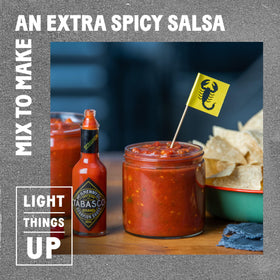Fruity guava-pineapple notes visible, complementing bold heat in TABASCO Scorpion Sauce.