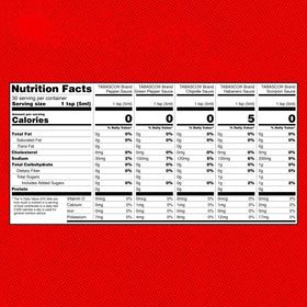 TABASCO Variety Pack back panel highlights ingredients and options