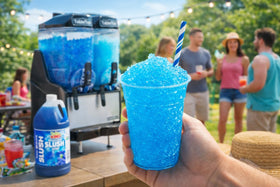 TableTop King Blue Raspberry Slushy glass serves vibrant frozen drinks