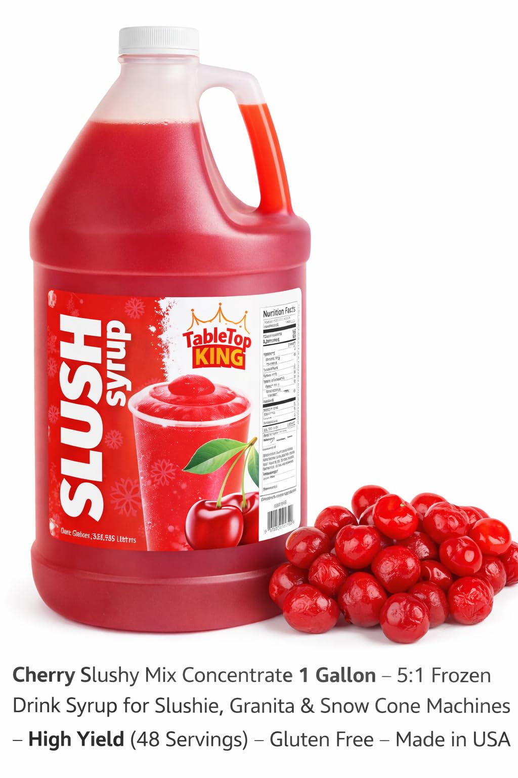 TableTop King Cherry Slushy mocktail-ready mix for alcohol-free options.