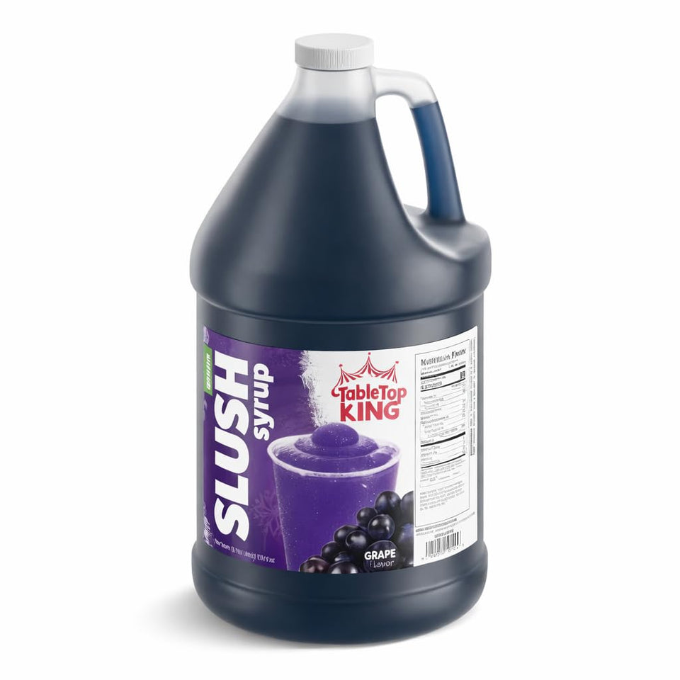 TableTop King grape slushy mix in a gallon jug for quick service.