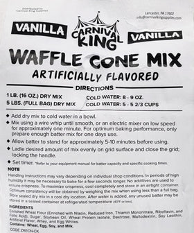 TableTop King vanilla waffle cone mix ready-to-fill cones for crowds.
