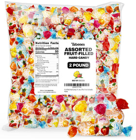 Taboom bulk fruit filled hard candy 2 lb with soft centers, perfect for party bowls.