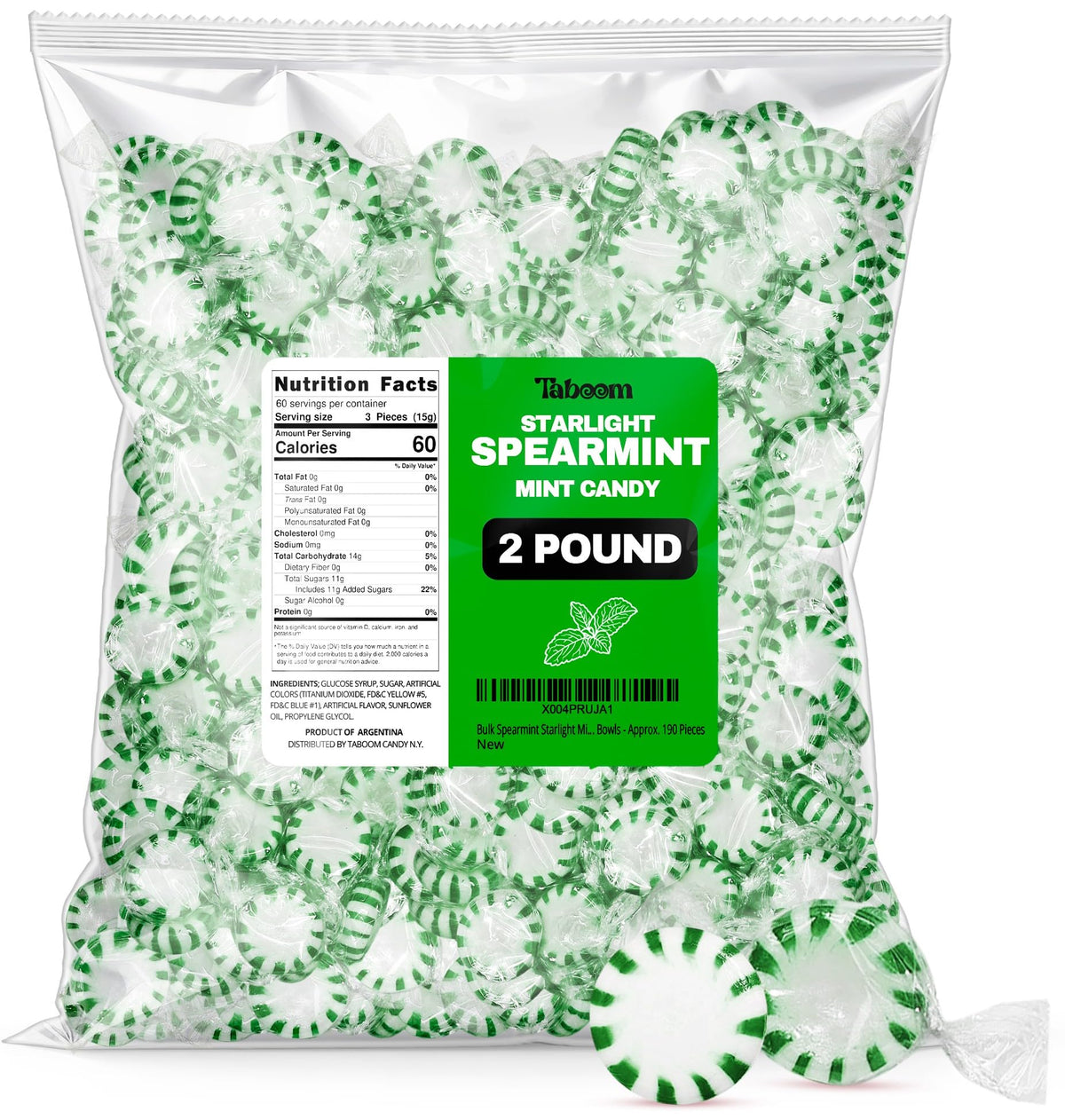 Taboom bulk spearmint starlight pack with bright green and white design, ideal for gatherings.