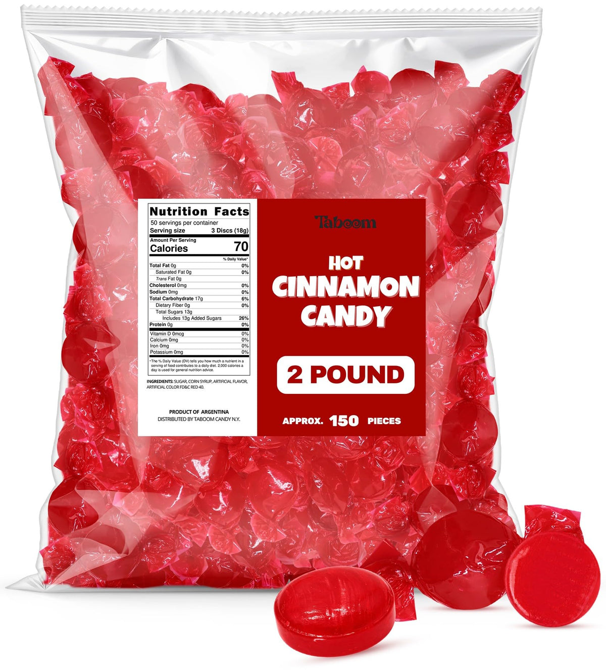 Taboom cinnamon hard candy discs bulk pack for events and shared snacks.