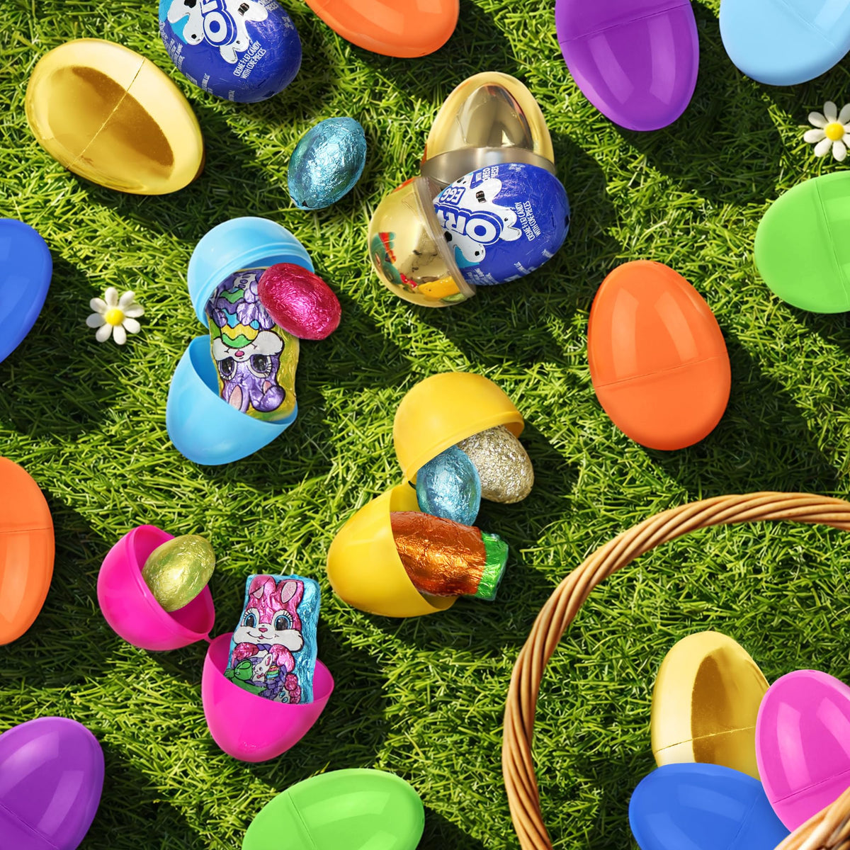 Taboom eggs with bright colors arranged for a festive table display.