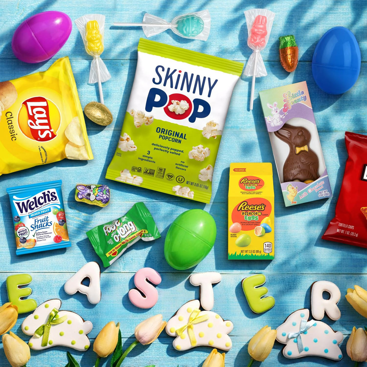 Taboom Easter Snacks Care Package Gift Box open contents visible, showcasing the assortment.