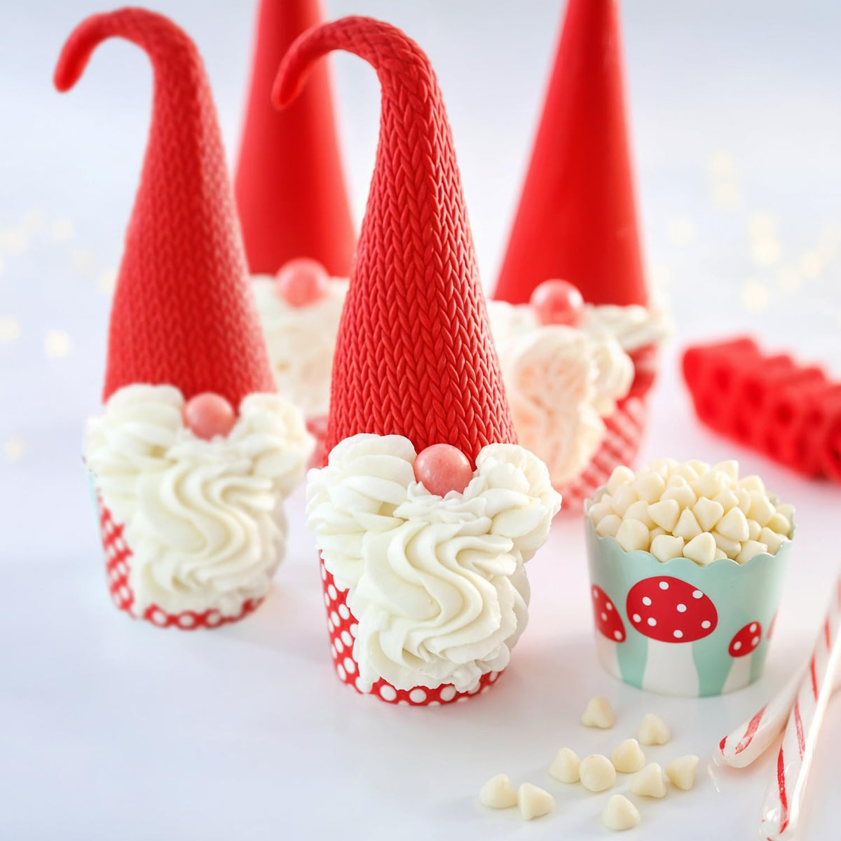Taboom peppermint baking chips; perfect for drizzling and coating festive treats.