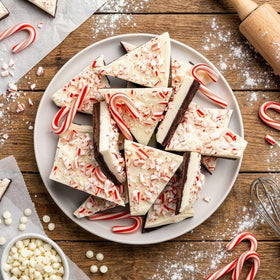 Taboom peppermint chips in resealable bag; keeps freshness for holiday baking.