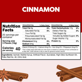 Individually wrapped Taboom cinnamon candies stay fresh for on-the-go enjoyment.