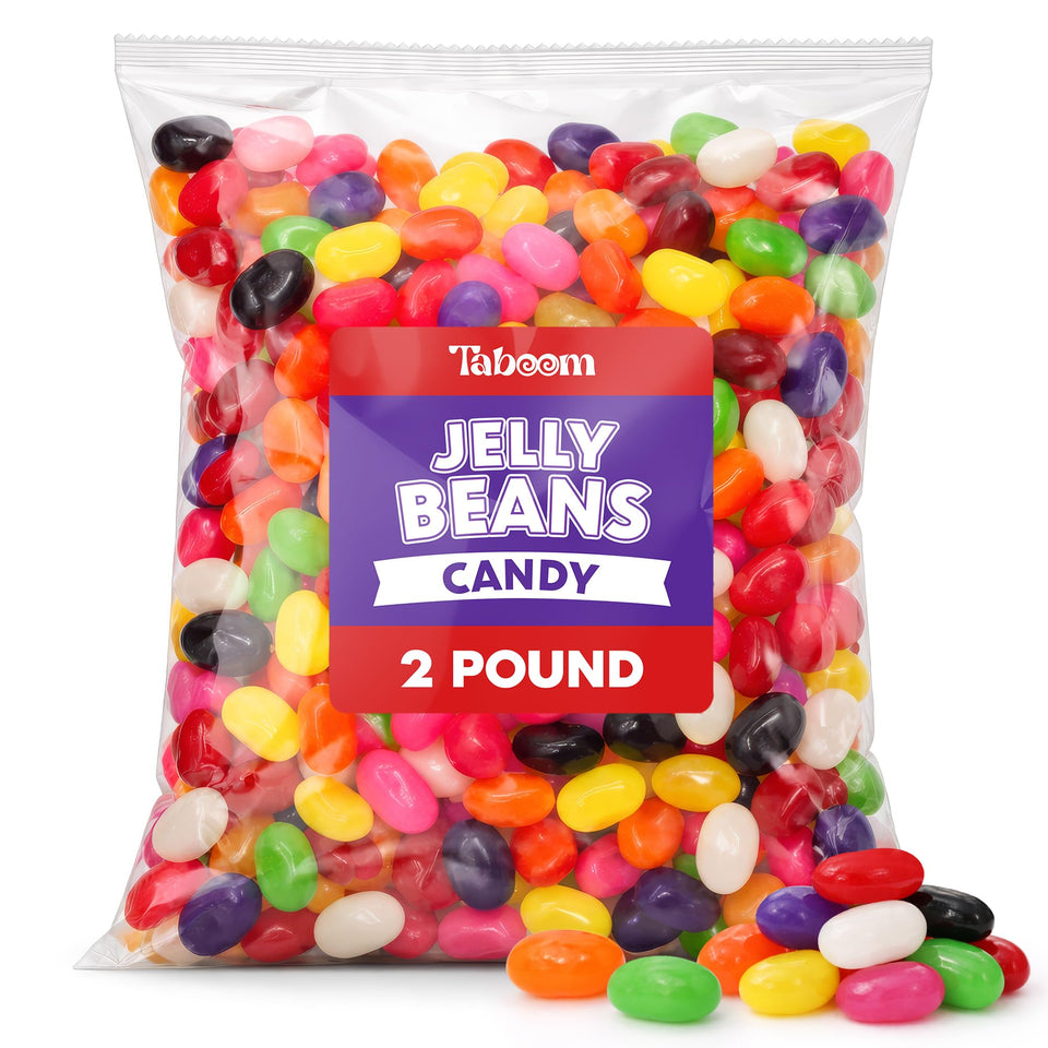 Taboom Jelly Beans 2lb bulk pack, colorful display, ideal for party buffets.