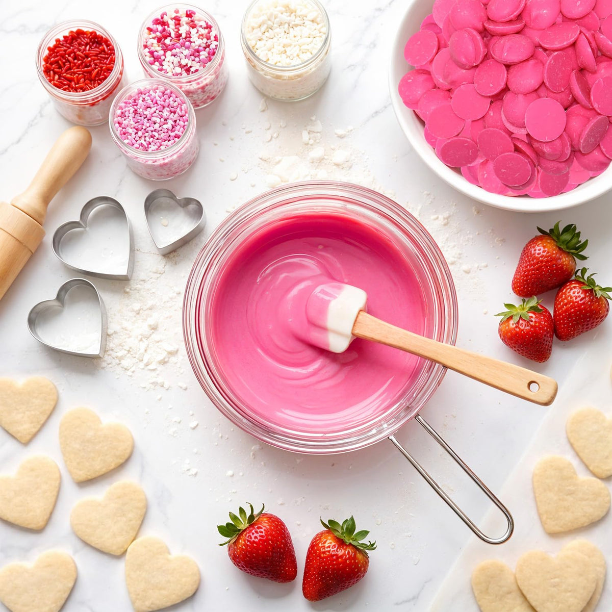 Taboom pink wafers decorating treats with a professional finish.