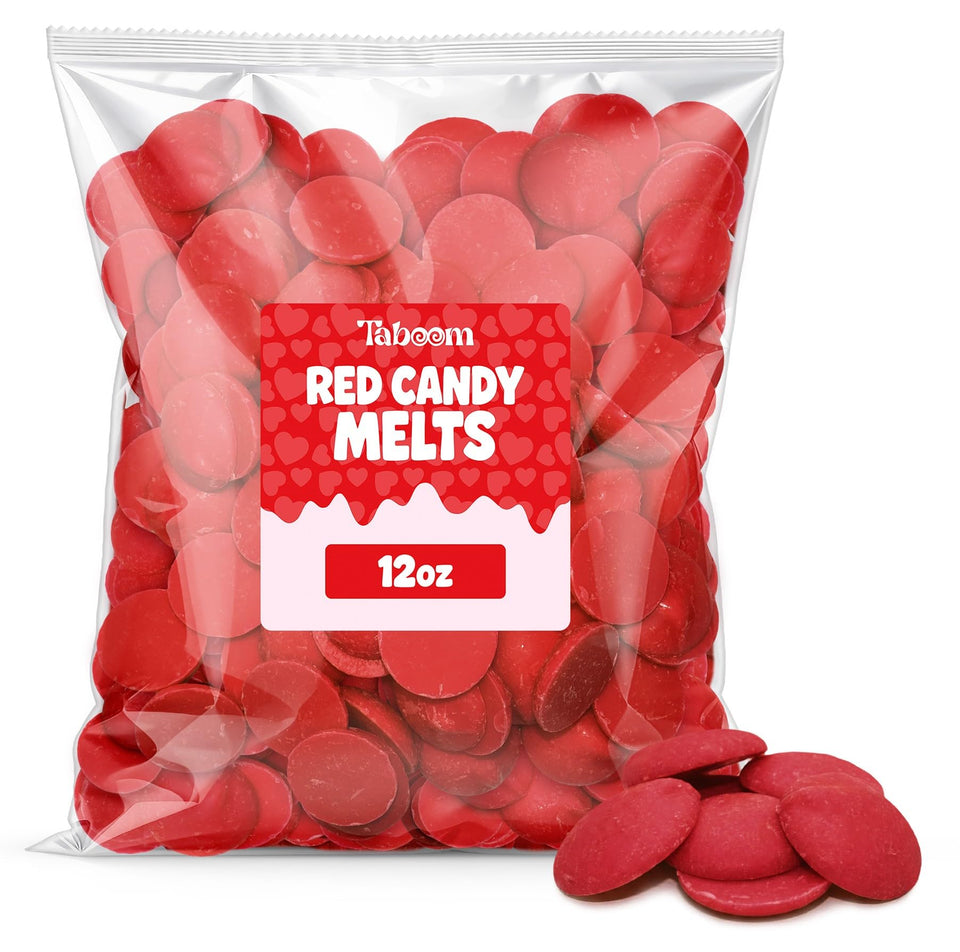 Taboom red candy wafers melt smoothly for glossy coatings.