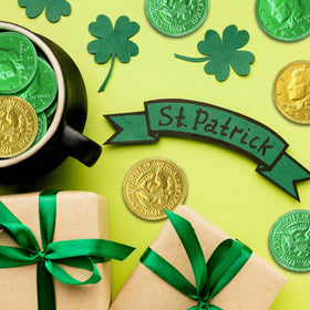 Taboom Belgian coins as St. Patrick's Day party centerpiece