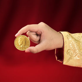 Taboom gold-wrapped chocolate coins as festive party favors for events.