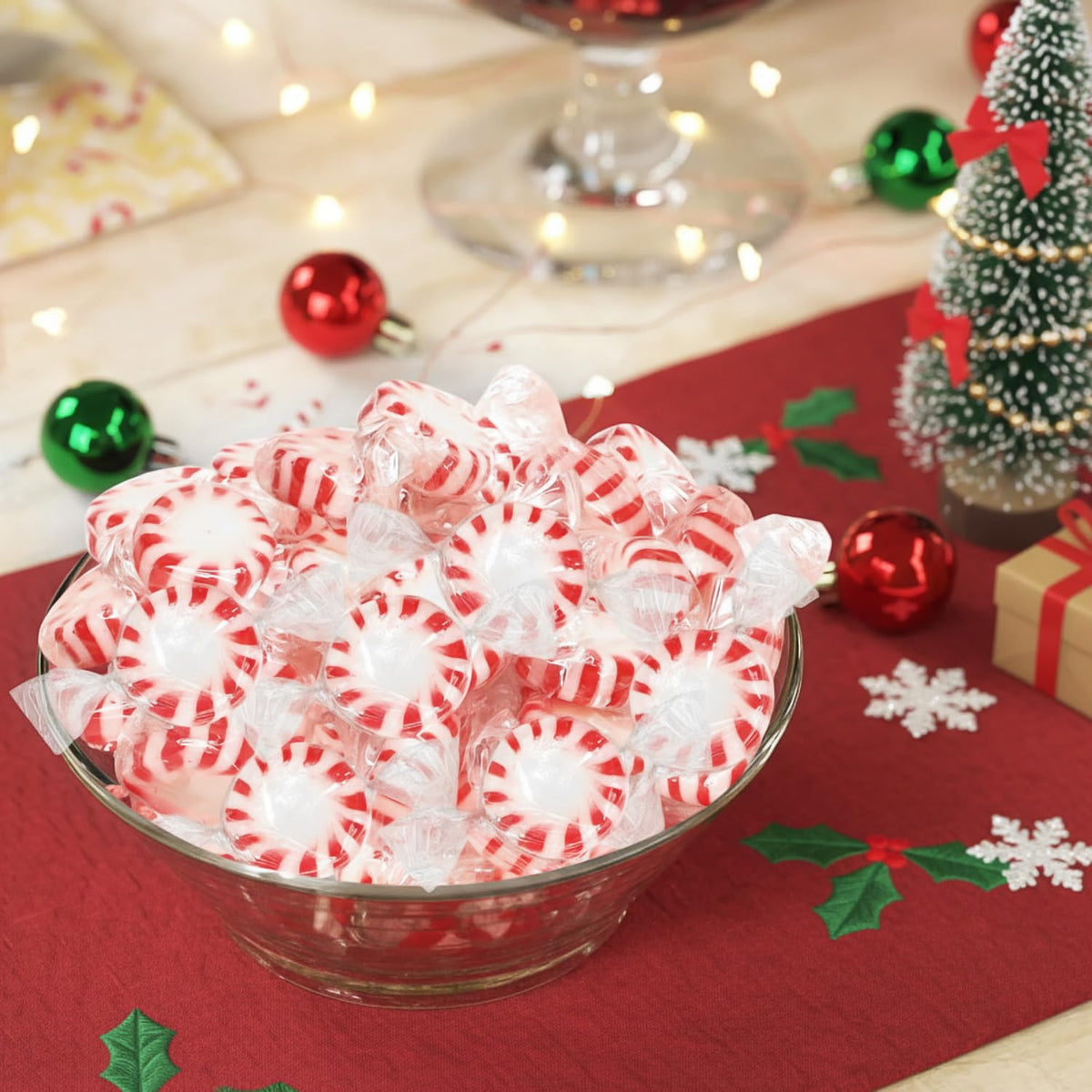 Taboom Starlight Peppermints at a holiday party buffet display