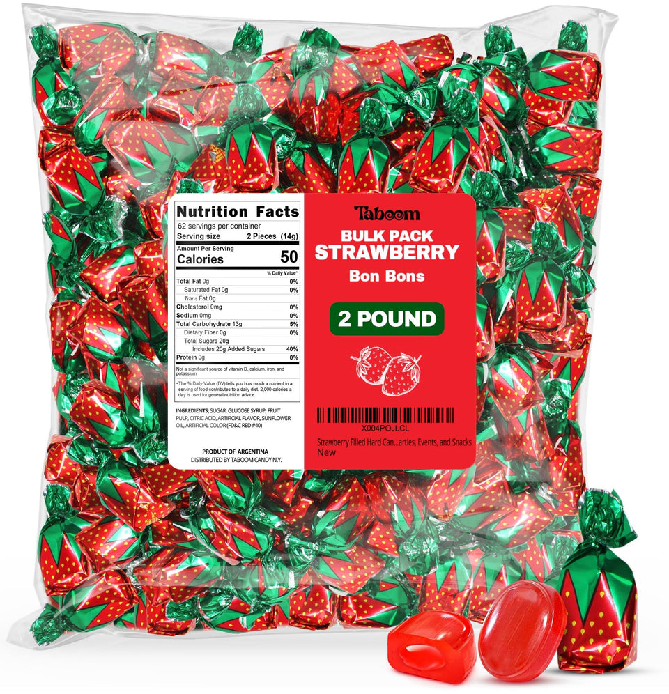 Taboom strawberry filled bon bons in bulk bag ideal for sharing at parties