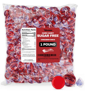 Taboom sugar-free hot cinnamon candy discs in a 1 lb bag for guilt-free snacking.
