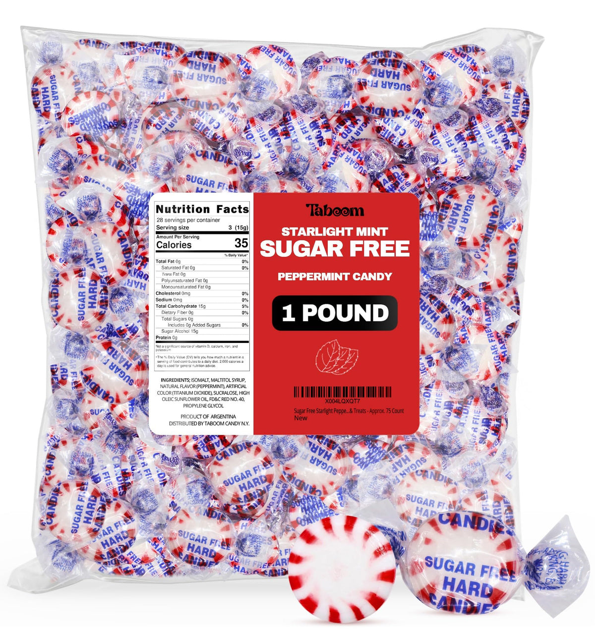 Taboom sugar-free Starlight Peppermint mints in bulk packaging for sharing.