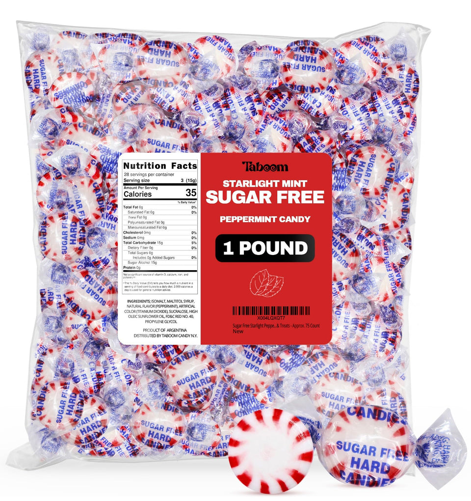 Taboom sugar-free Starlight Peppermint mints in bulk packaging for sharing.
