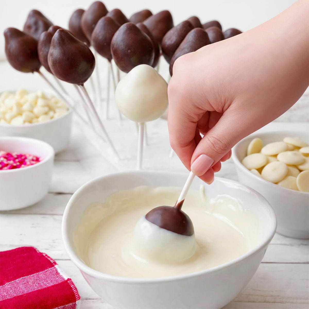 Taboom White Wafer Melts ideal for dipping chocolate strawberries and cake pops.
