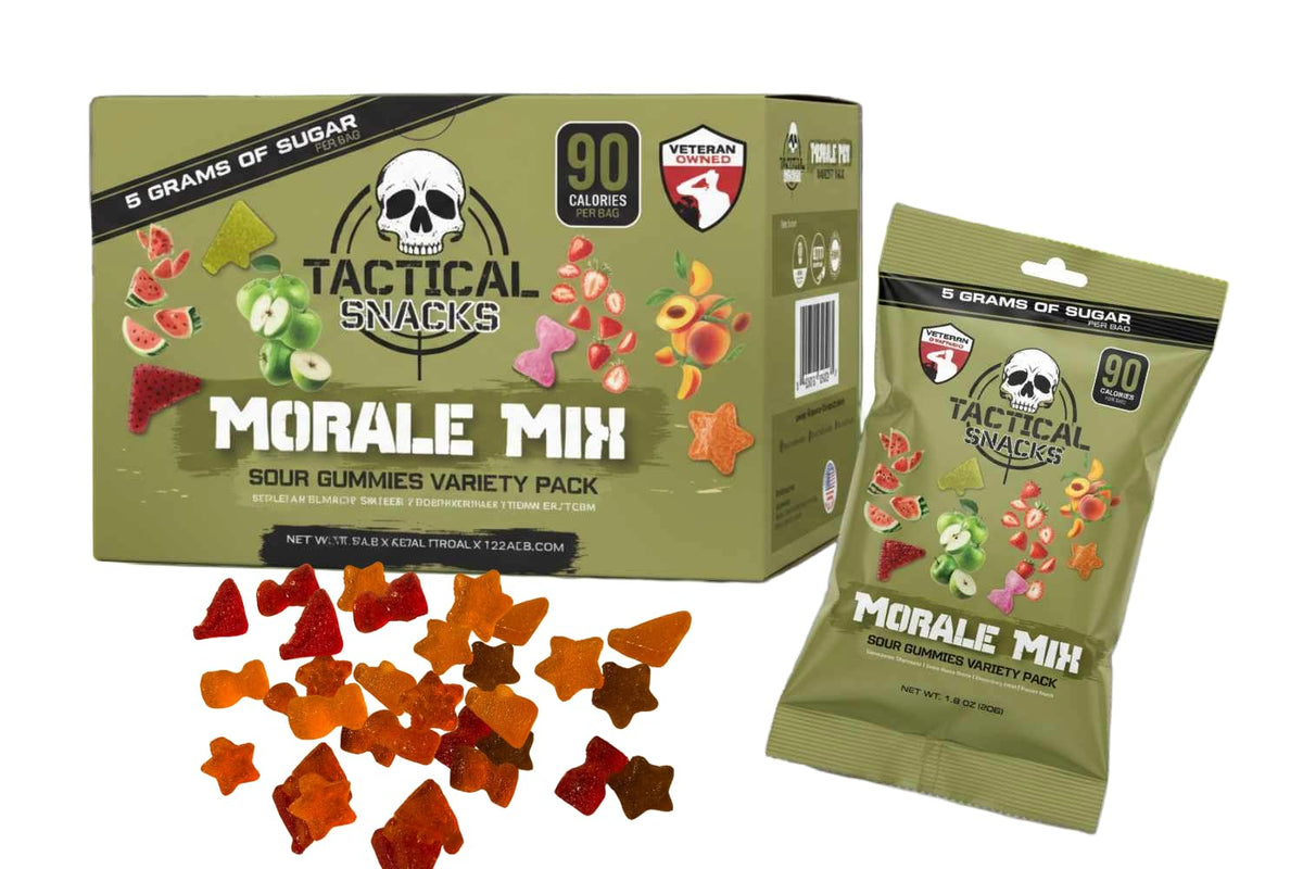 Tactical Snacks Sour Gummies On-The-Go Pouch—pocket-friendly snack for range days.