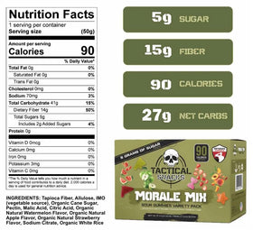 Tactical Snacks Sour Gummies Watermelon Overwatch—bright flavor and 3g sugar per bag.