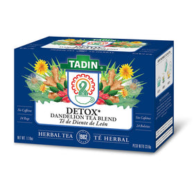 Tadin Detox Dandelion Tea bags closeup highlighting natural ingredients