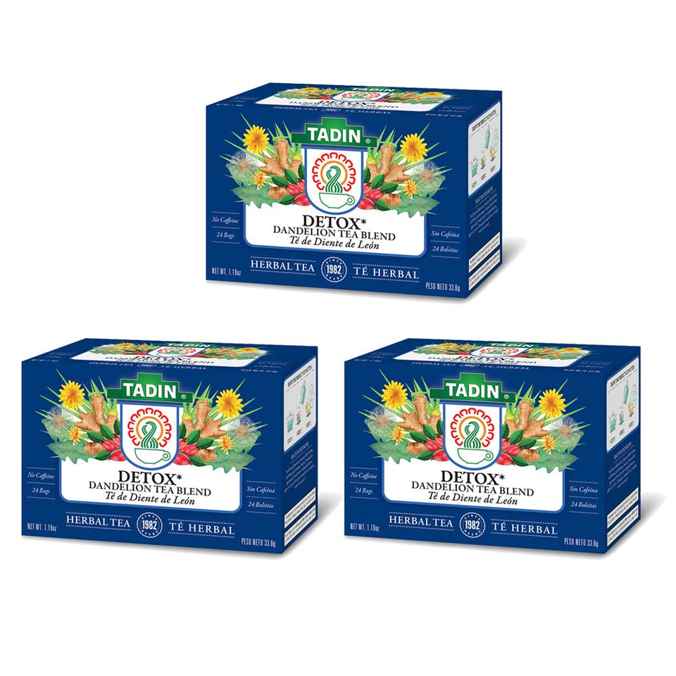 Tadin Detox Dandelion Tea pack on shelf for caffeine-free herbal ritual