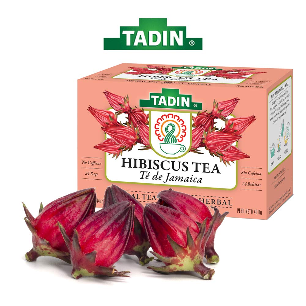 Tadin Hibiscus Tea 3-pack packaging, convenient pantry staple.