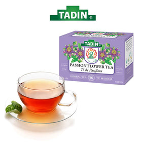 Served cup of Tadin Pasiflora tea ready to enjoy