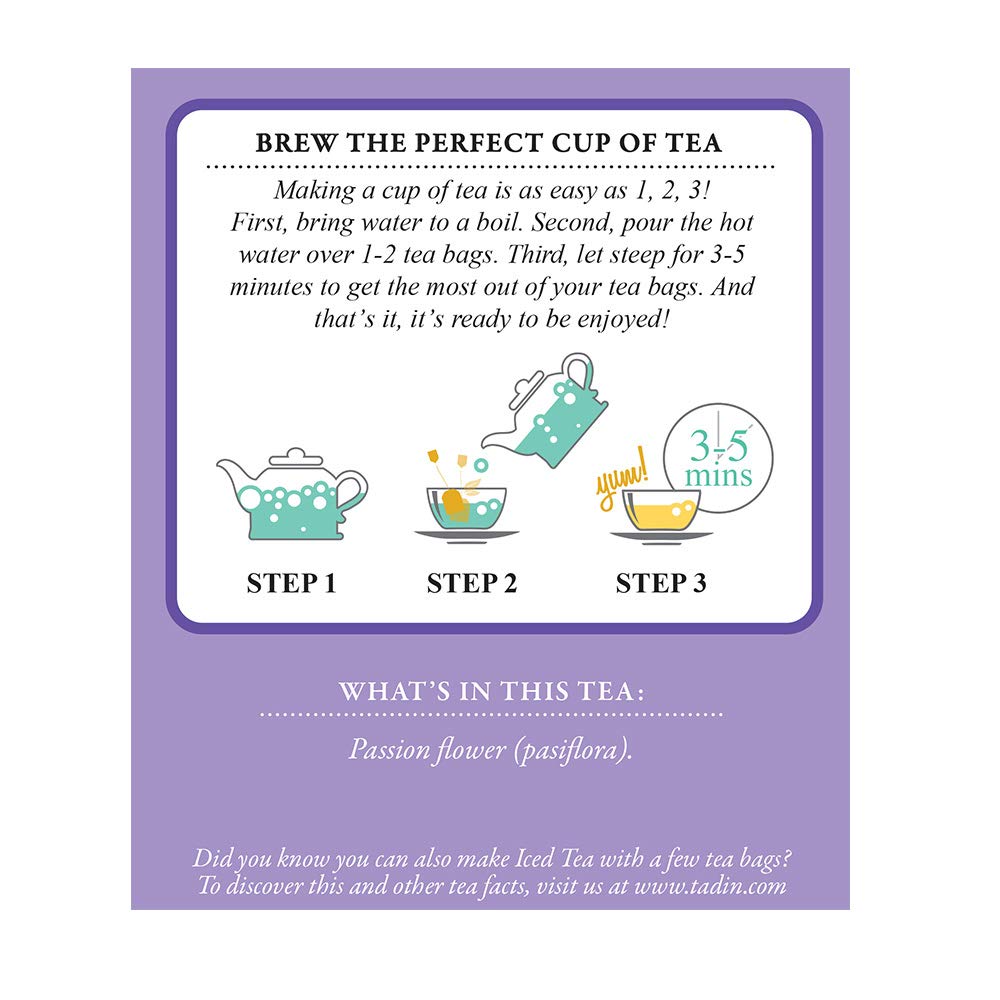 Steeping setup of Tadin Pasiflora tea in a cup