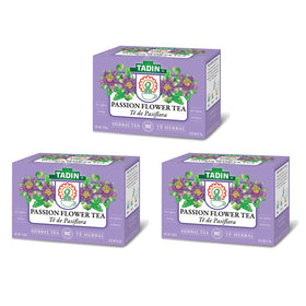 Tadin Passion Flower Tea 3-pack packaging, ideal for relaxing moments.