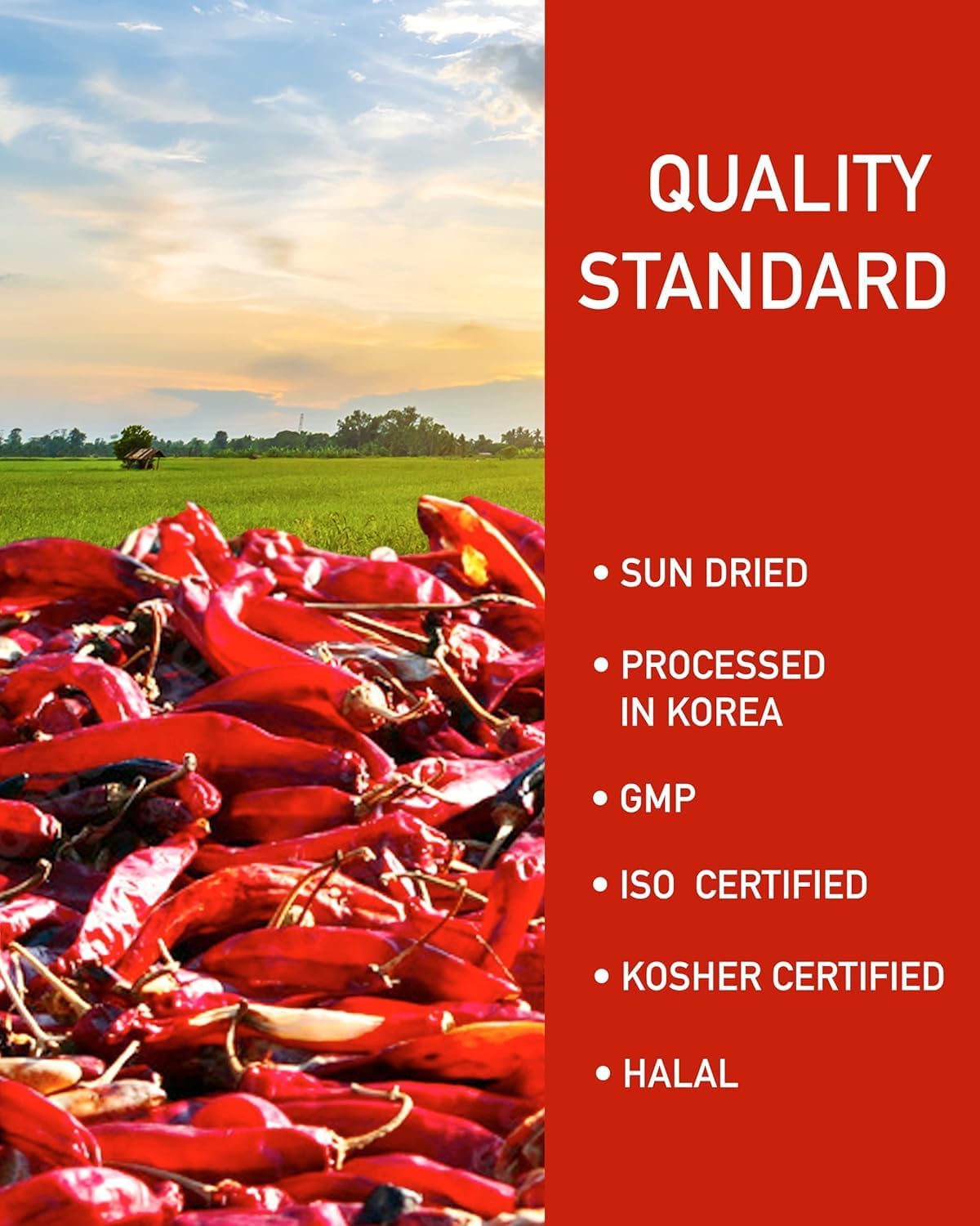 Taekyung farm-sourced peppers ensuring consistent flavor in every batch.