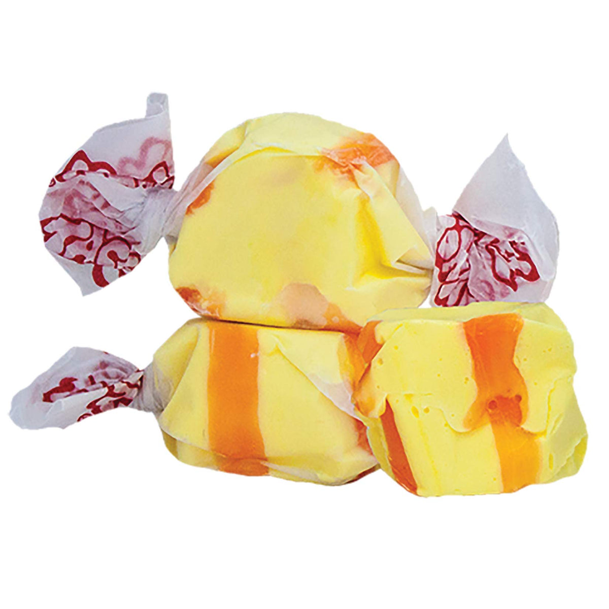 Taffy Town Banana Saltwater Taffy close-up reveals fluffy melt-in-your-mouth texture, ideal for gifting.
