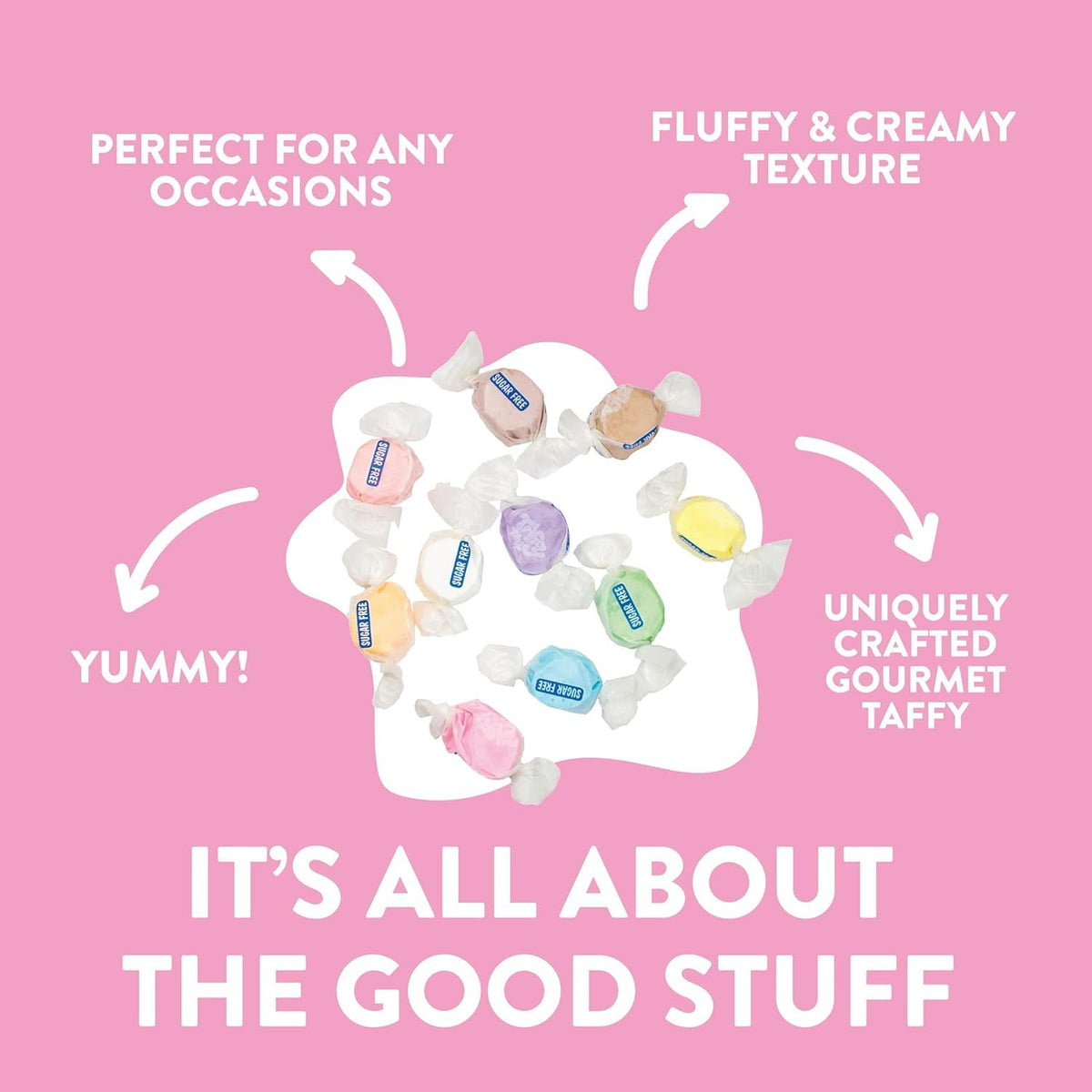 Taffy Town allergen-free badge on packaging