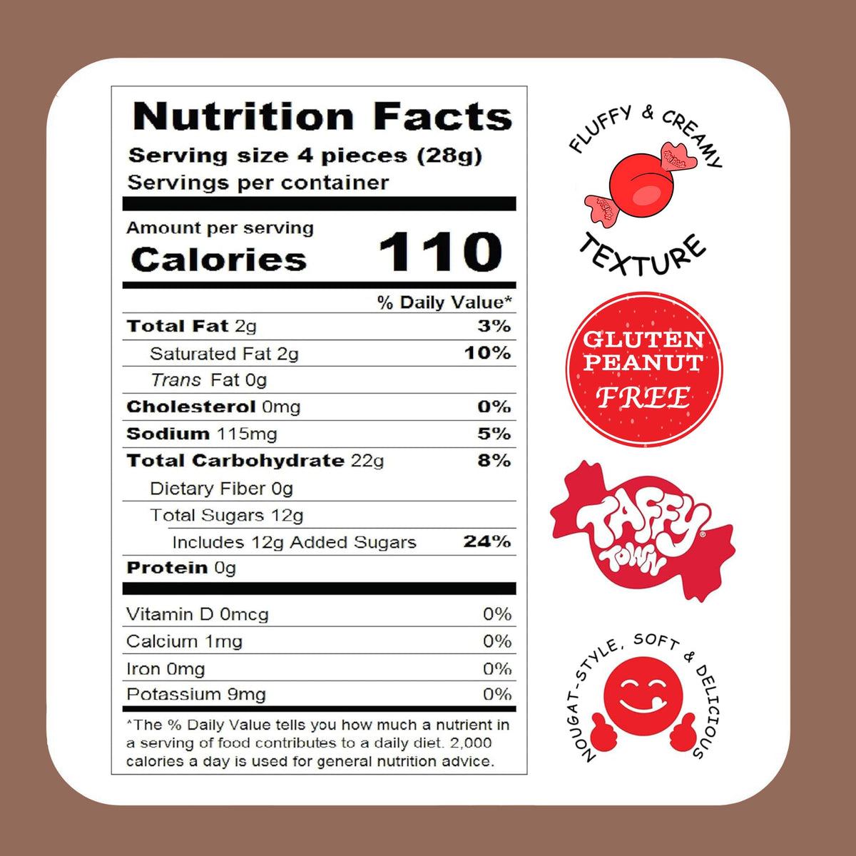 Taffy Town Chocolate Saltwater Taffy offers a wide flavor variety.