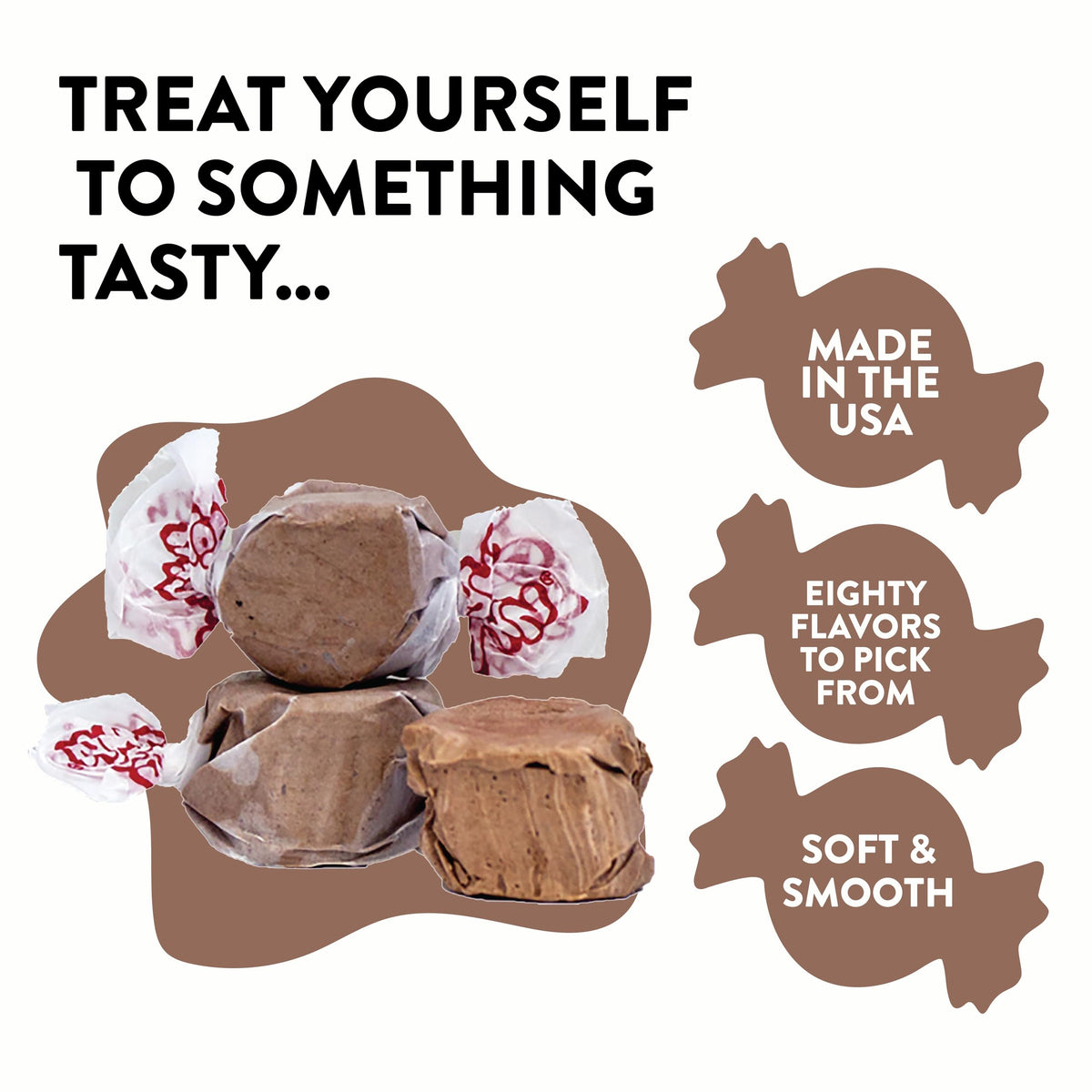 Taffy Town Chocolate Saltwater Taffy individually wrapped pieces for gifting.