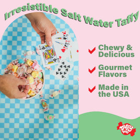 Colorful Taffy Town flavors displayed at a buffet or party setup