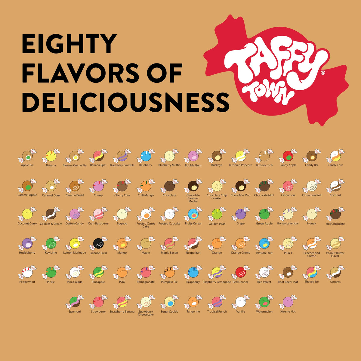 Taffy Town individually wrapped taffy preserves freshness for travel.