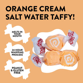 Taffy Town orange cream taffy melt demonstrates creamy texture for quick melts.
