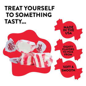 Soft, creamy texture of Taffy Town peppermint taffy melts in the mouth.