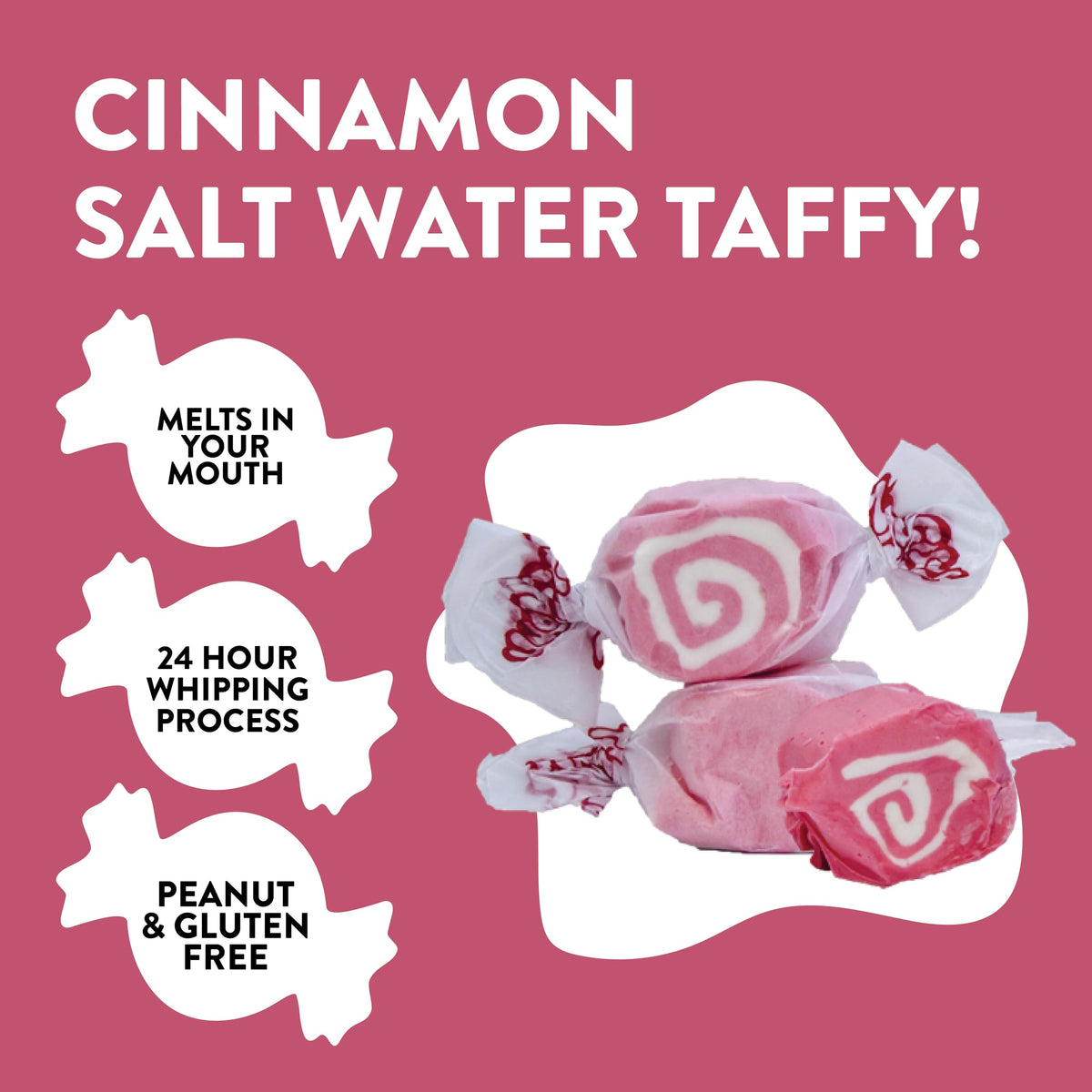 Taffy Town Saltwater Taffy Cinnamon close-up shows fluffy, creamy texture