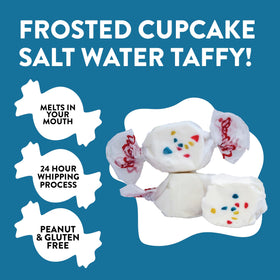 Taffy Town Frosted Cupcake close-up reveals fluffy texture and creamy melt.