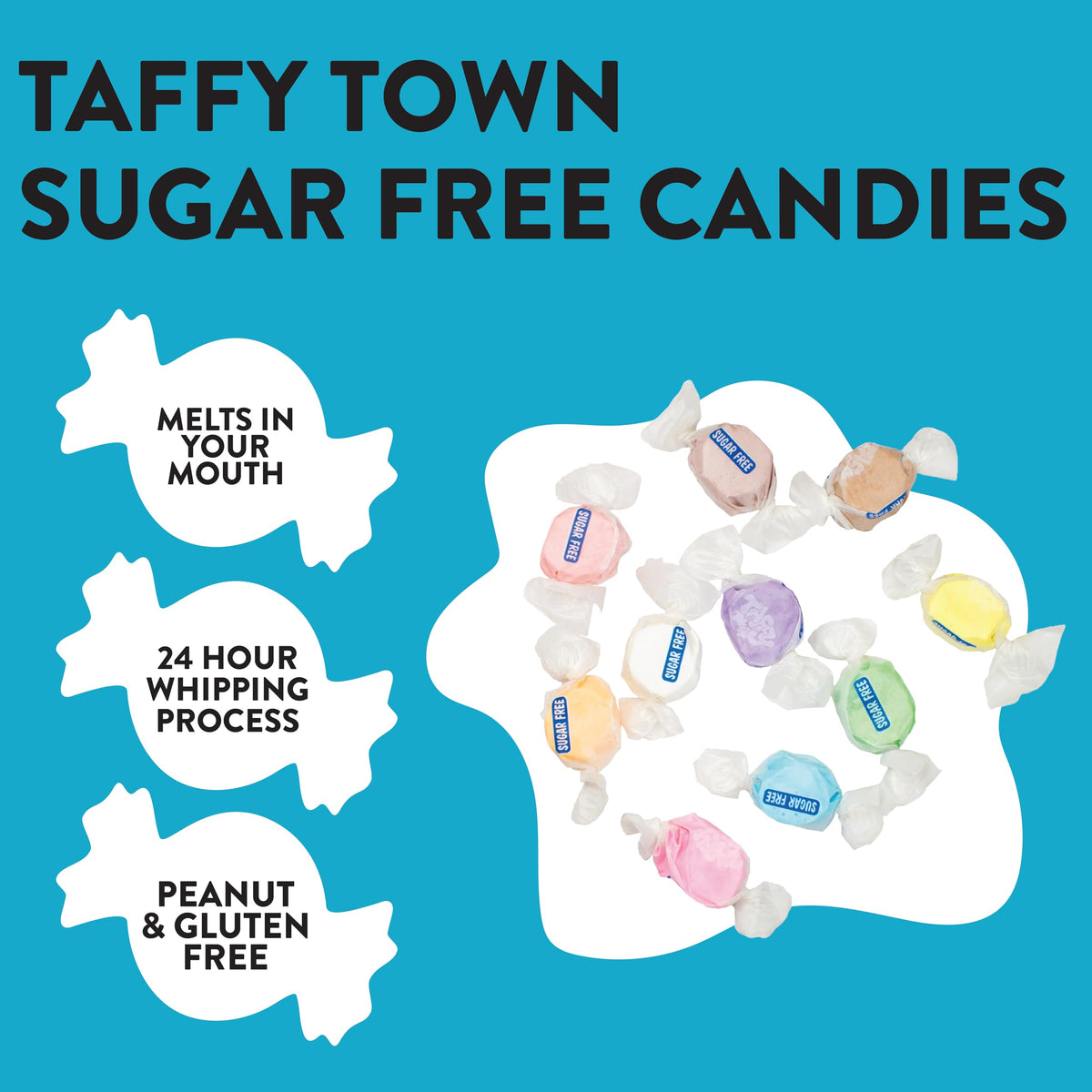 Taffy Town Sugar Free Candies Lite bag view highlighting portable treat