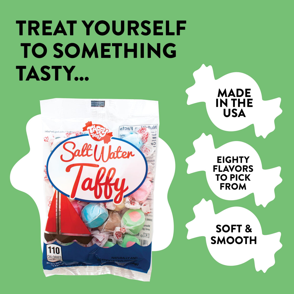 Taffy Town orange creme and peppermint flavors in one view.