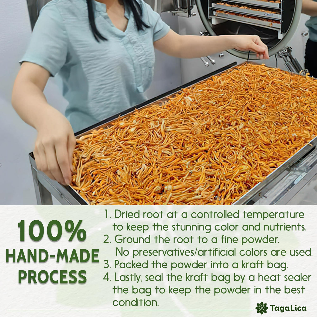 Tagalica sun-dried dandelion roots prepared for milling.