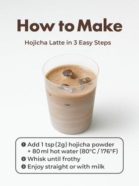 Tagashira Chaho Hojicha Powder steaming milk for creamy beverages.